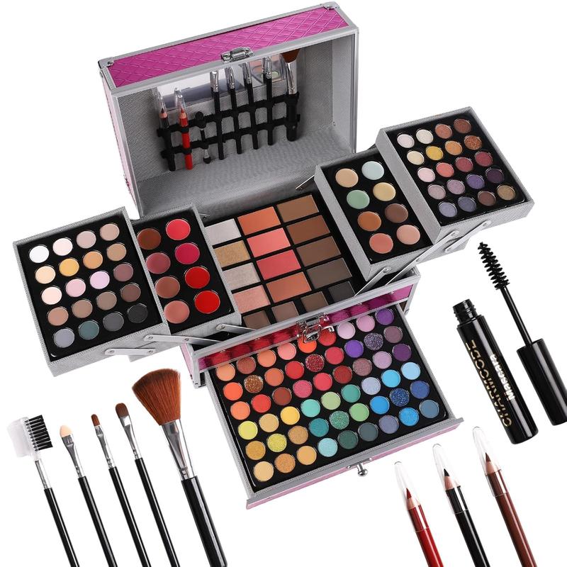 132 Color All In One Makeup Gift Set Kit- Includes 94 Eyeshadow, 12 Lip Gloss, 12 Concealer, 5 Eyebrow powder, 3 Face Powder, 3 Blush, 3 Contour Shade, 2 Lip Liners, 2 Eye Liners, 4 Eyeshadow Brush