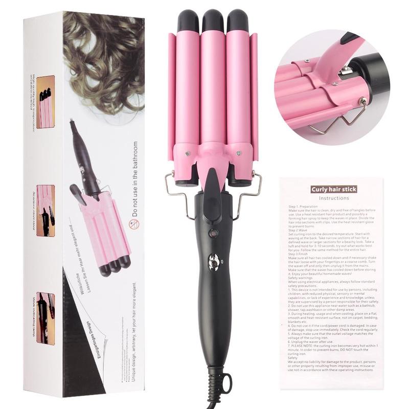 3-barrel Hair Curler, Electric Heated Hair Curler, Hair Styling Tool for Women, Efficient Hair Styling Tools, Christmas Gift