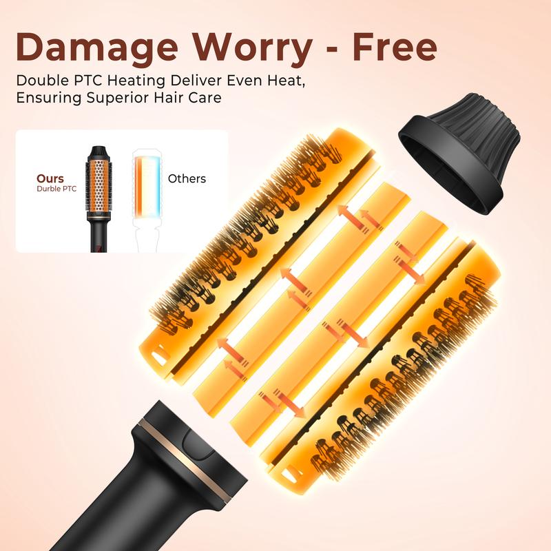 1.5 inch ATOPSKIN Thermal Brush, Double PTC Ceramic Tourmaline Ionic Brush, Heated Round Brush Makes Hair Smoother, Christmas Winter Gift,