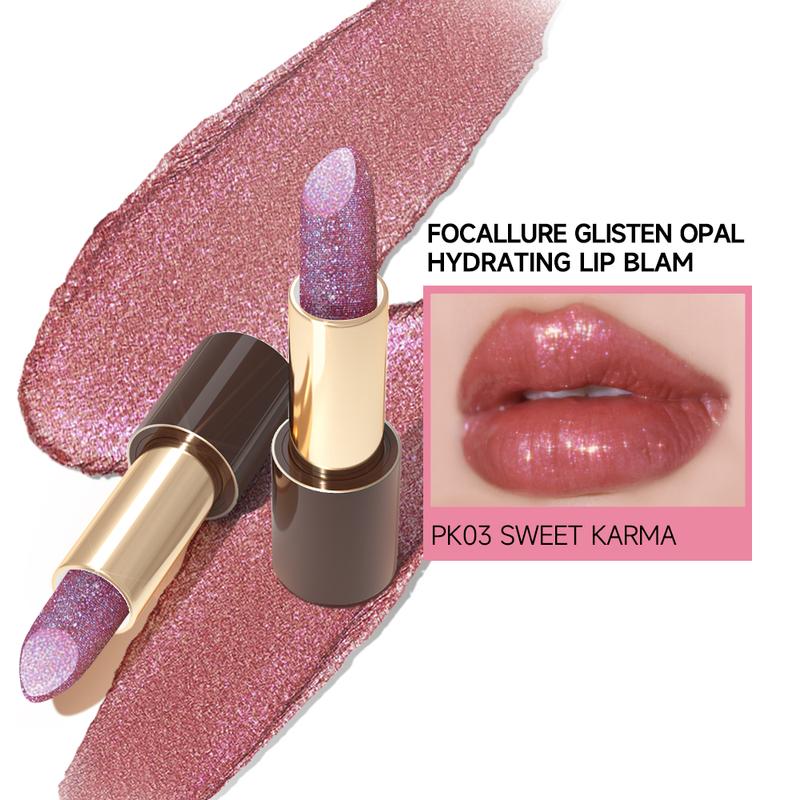 FOCALLURE Glisten Opal Hydrating Glitter Lipstick Lip Balm Set Moisturizing Glossy Cosmetic Makeup