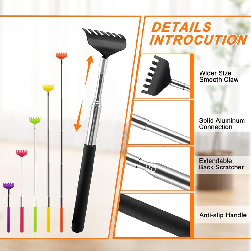 6 Pack Back Scratcher Extendable for Men Women, Christmas Stocking Stuffers Novelty Idea Portable Back Telescopic Scratcher Back Massager Tool for Thanksgiving, Birthday, Christmas Gifts