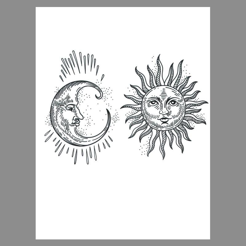 1 Sheet Moon & Sun Pattern Temporary Tattoo Sticker, Fake Tattoo Sticker, Body Art Decoration For Men & Women