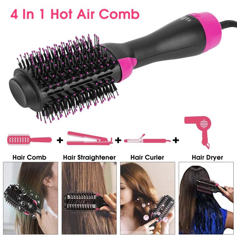 Hot Hair Brush 4 In 1 Hair Dryer Volumizer Brush Dryer Comb For Straightening Curling Drying