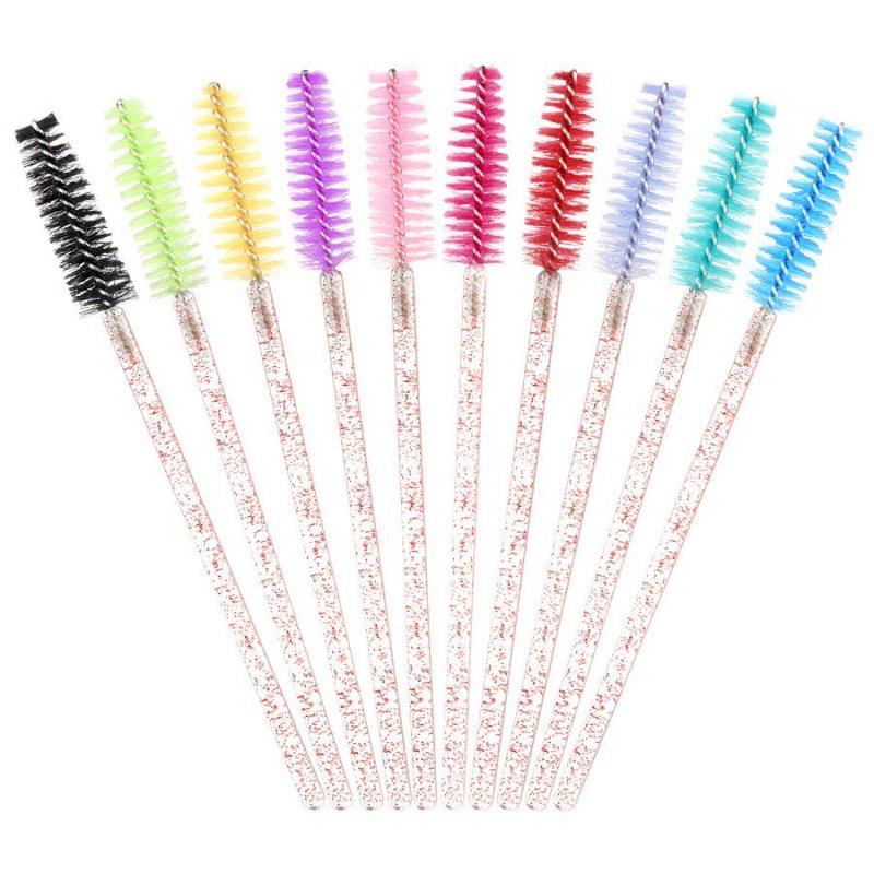 Disposable Crystal Cosmetic Mascara Brush, 100pcs set Disposable Eyelash Brushes, Colored Eyelash Brushes, Cosmetic Brush, Professional Makeup Tools for Women