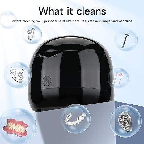 Ultrasonic Retainer Cleaner for Dentures, 45kHz Mouth Guard, Aligner, Toothbrush Head, Jewelry, Portable Cleaner for All Dental Appliances at-Home or Travel 200ML Gift Oral