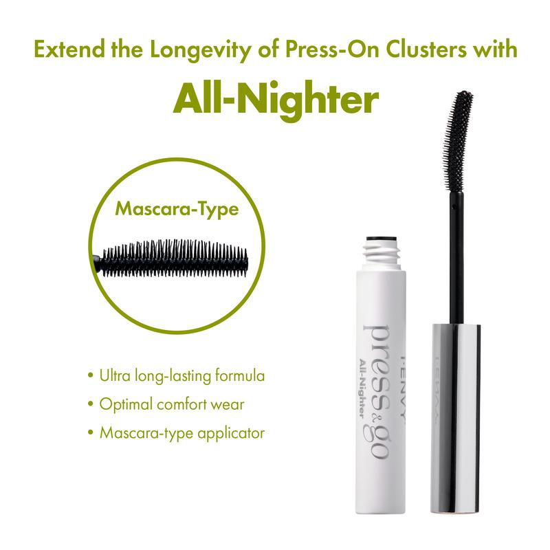 I-Envy Press&Go All-Nighter, Eyelash Glue Adhesives Mascara Type Applicator with Ultra Long-Lasting Formula, Secure Press-On Lash Clusters Makeup Cosmetic lashbond Lash Extensions Eyelashes Extensions