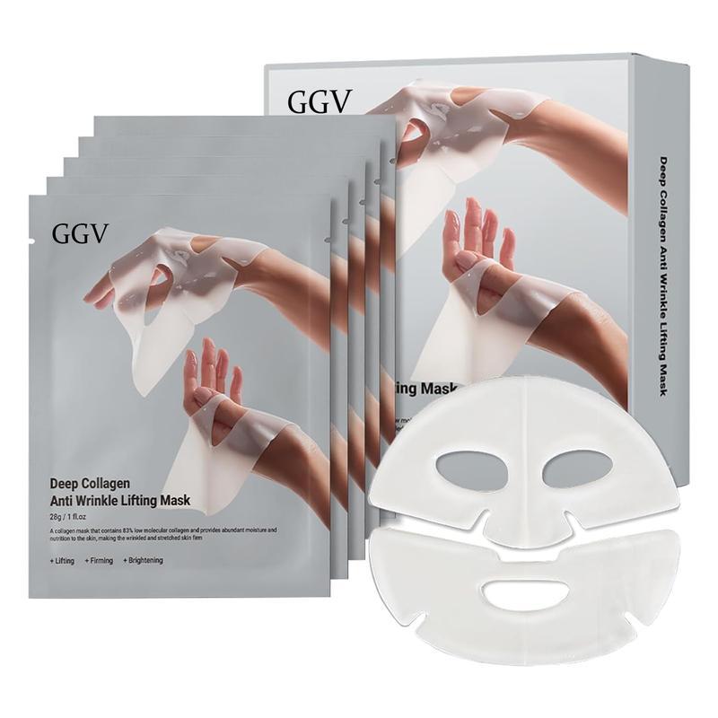 GGV Deep Collagen Face Mask,The Original Overnight Collagen Mask,Skin Firming, Daily Moisturizing & Nourishing, Skincare Delicate,Soothing and Smooth Skin Repair,Increase Skin Moisture,Comfort Facial Skin,5PCS Moisturize Radiant