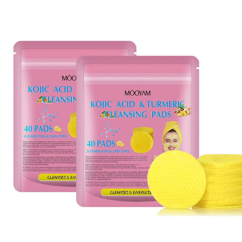 Turmeric Kojic Acid Cleansing Exfoliating Pads Facial Cleansing Foaming Skincare Organic Gentle Smooth Skin Repair Cleanser Retinol Chamomile