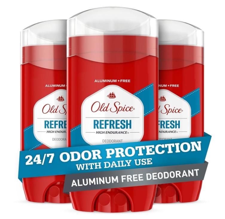 Old Spice High Endurance Deodorant for Men, Aluminum Free, 24 7 Odor Protection, Refresh Scent, 3 oz (Pack of 3)