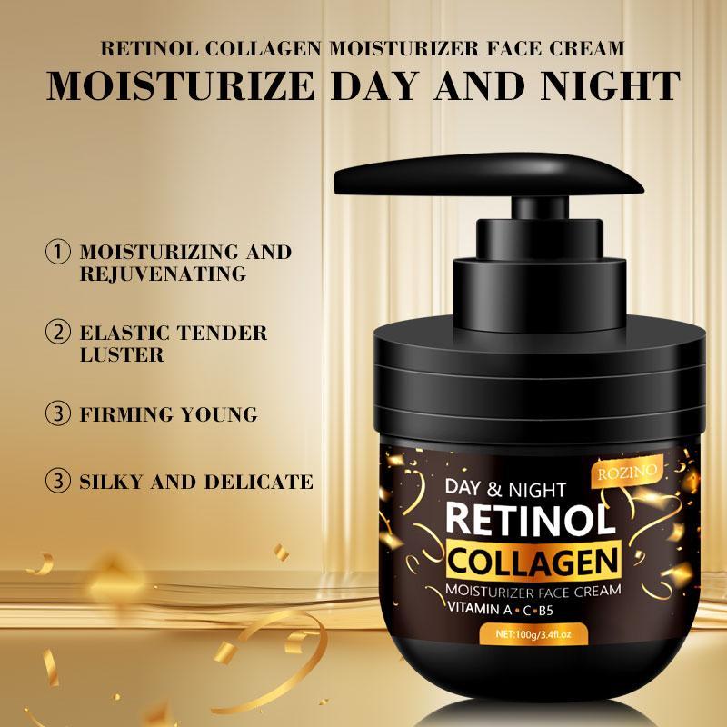 100g Retinol Collagen Moisturizing Cream, 1 Count Hydrating Skin Care Day Cream Night Cream, Face Lotion for Women and Men All Skin Types