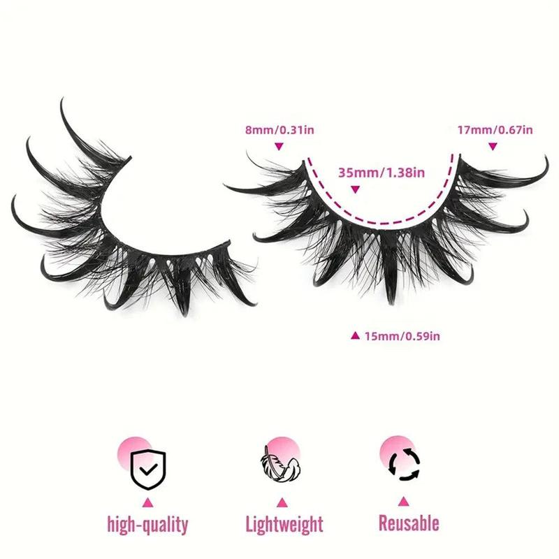 Natural Curl Manga Style False Eyelashes, 5 Pairs Wispy Slender Wet Anime Look Faux Cluster Lashes, Volumized Eye Makeup Products for Women & Girls