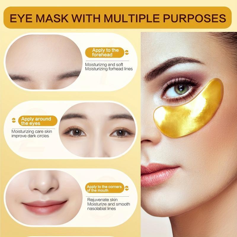 Moisturizing Eye Care Set, 1 Set Fruit Essence Eye Pad & Contains Gold Eye Mask & Bead Walking Massage Design Eye Serum, Eye Care Product for Daily Use