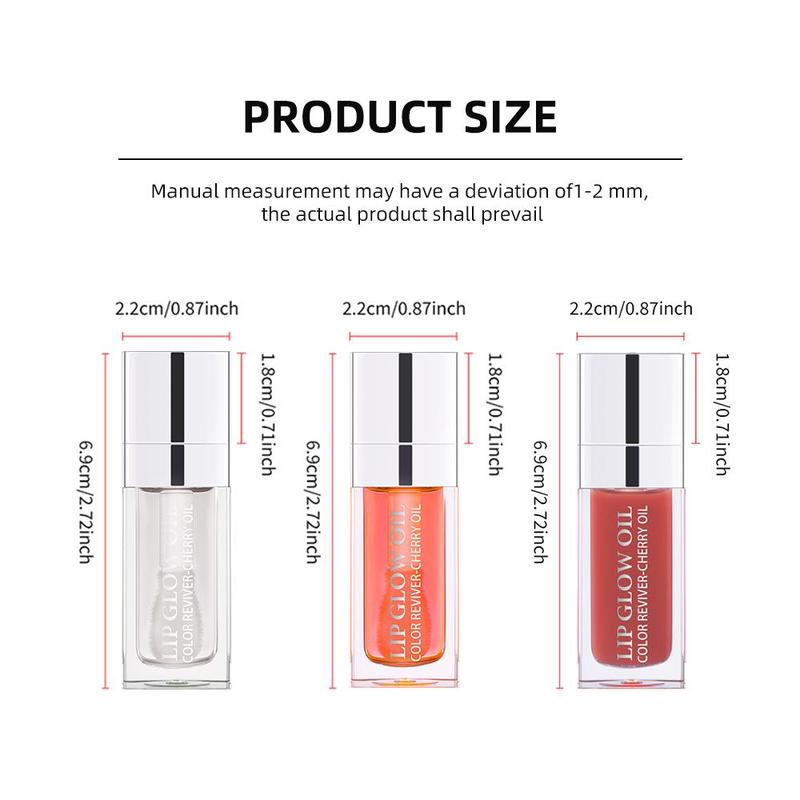 Moisturizing Lip Oil, 3 Counts set Hydrating Lip Gloss, Glossy Lip Glaze Stick, Plumping Lip Oil for Girls & Women