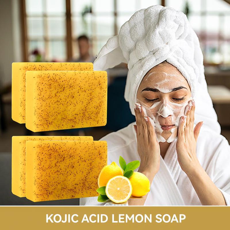 HASSELAN Turmeric & Kojic Acid Brightening Soap, Kojic Acid Soap, Soap Body Care Body Wash Lemon Flawless Organic Facial Cleansing Skincare Skin Repair Comfort Cleanser