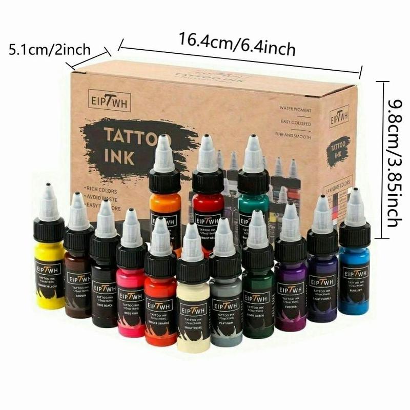 Tattoo Ink Set, 14pcs set Tattoo Pigment, Professional Tattoo Ink Pigment, Body Art Tattoo Pigment, Tattoo Supplies for Beginners & Professionals, Body Makeup, Christmas, Christmas Gift