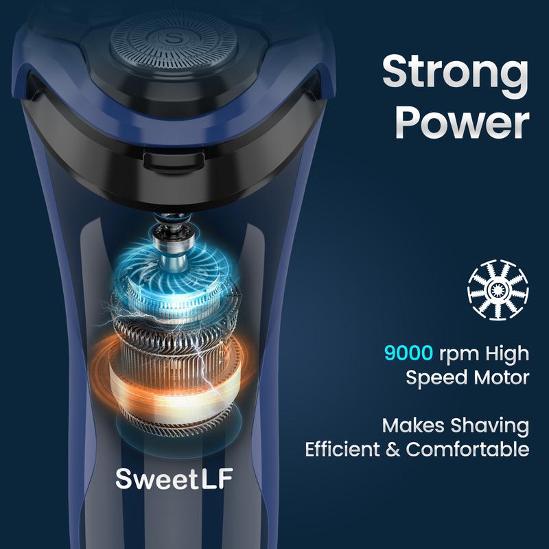 SweetLF Cordless Electric Shaver for Men, IPX7 Waterproof, Wet & Dry Shaving, Pop-up Trimmer, 800mAh Large Capacity Long Life Battery, Suitable for Travelers, Father's Day Gift, Men's Christmas Gifts