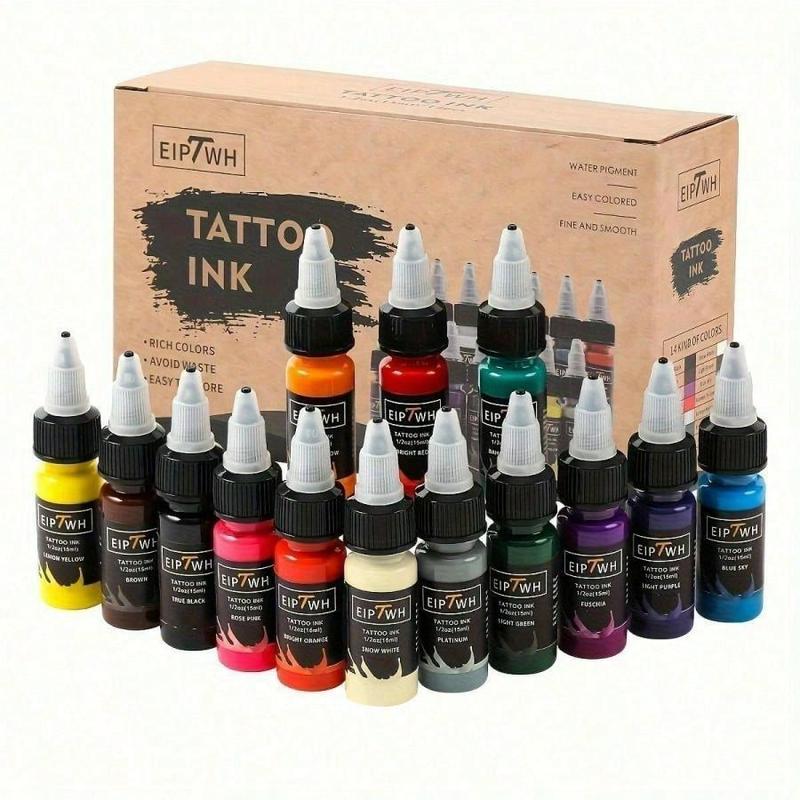 Tattoo Ink Set, 14pcs set Tattoo Pigment, Professional Tattoo Ink Pigment, Body Art Tattoo Pigment, Tattoo Supplies for Beginners & Professionals, Body Makeup, Christmas, Christmas Gift