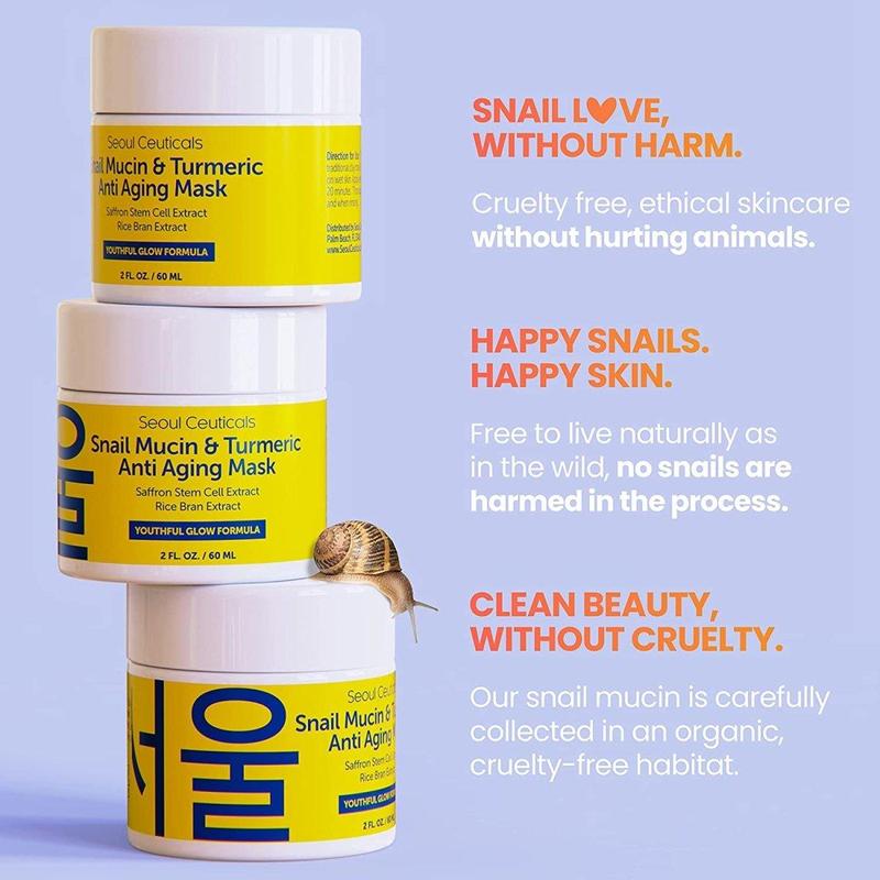 Snail Mucin & Turmeric Anti Aging Mask Skincare Face Mask Korean Skin Repair & Comfort