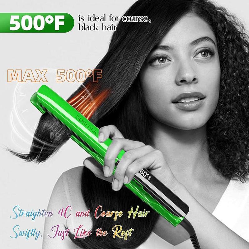 500 Degree High Temp Professional Ceramic Hair Straightener, 1 Set 2 in 1 Straightener & Curler with Accessories, Hair Styling Tool for Women & Girls