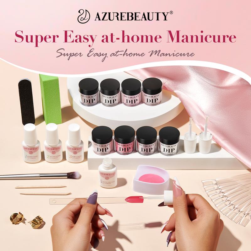 [Best Price!] AZUREBEAUTY 8 Colors Dip Powder Nail Starter Kit, No UV Lamp Needed, DIY Nails At Home, Christmas Gift, Nail Art Manicure Cosmetic