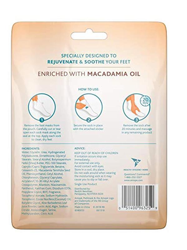 Amope Pedimask Foot Sock Mask, Macadamia Oil Essence Nail Smooth