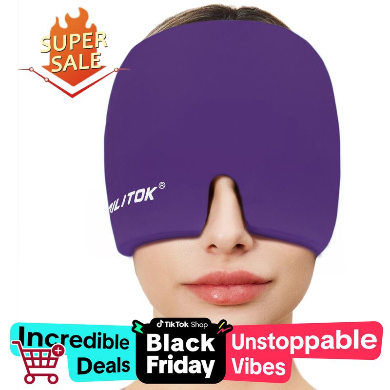 [blackfriday sale] Headache relief cap with gel ice head wrap offers hot and cold therapy for sinus issues, puffy eyes, tension, and stress relief.Suitable for Home breaks, before sleep, office.