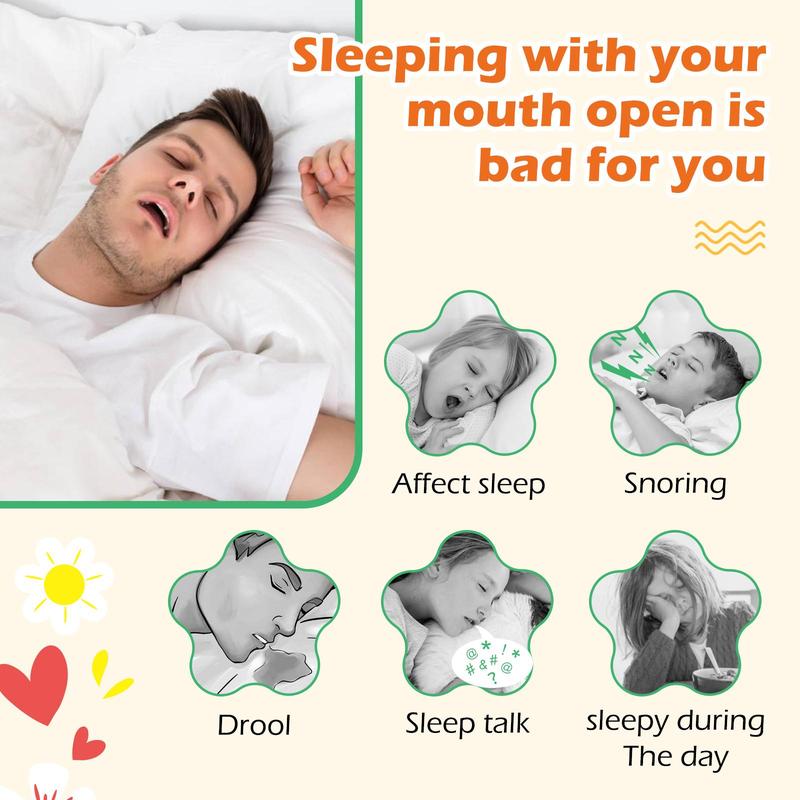 Sleep Breathing Closed Mouth Patch, 2 Counts set Mouth Tape for Prevents Snoring, Drooling, and Sleep Talking, Suitable for Adults and Children