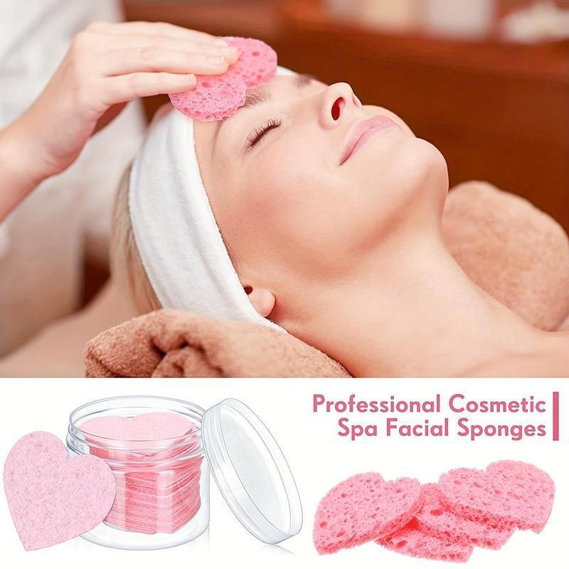 Heart Shaped Facial Sponge, Compressed Face Wash Pad, Exfoliating Facial Cleansing Sponge, Facial Skin Care Tool for Women