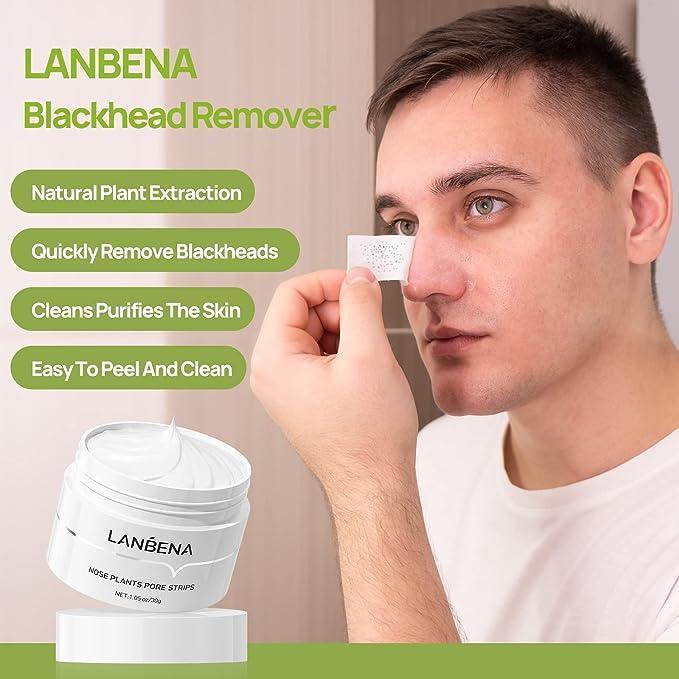 LANBENA Blackhead Removal Mask, Nose Phyto Pore Strips, Pore Cleansing Purifying Exfoliating Mask, 60 Sheets, Phyto Aloe Vera Blackhead Removal Mask, (30g)