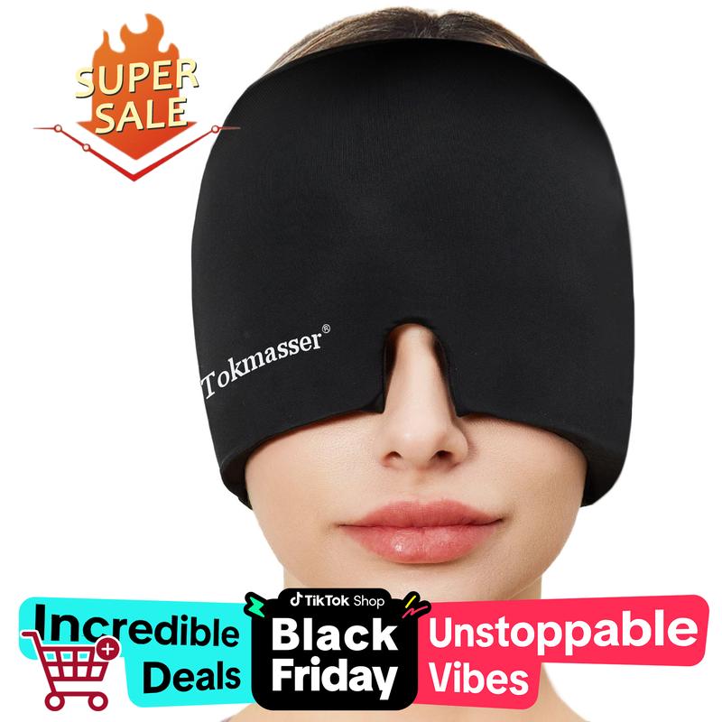 [blackfriday sale] Headache relief cap with gel ice head wrap offers hot and cold therapy for sinus issues, puffy eyes, tension, and stress relief.Suitable for Home breaks, before sleep, office.