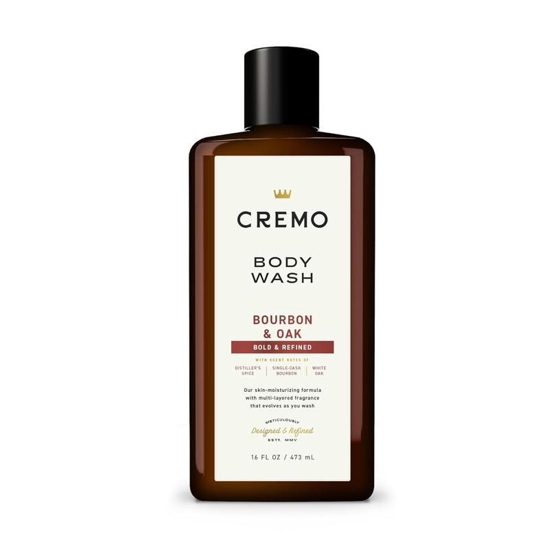 Cremo Rich-Lathering Bourbon & Oak Body Wash for Men, A Sophisticated Blend of Distillers Spice, Fine Bourbon and White Oak, 16 Fl Oz (Packaging May Vary)