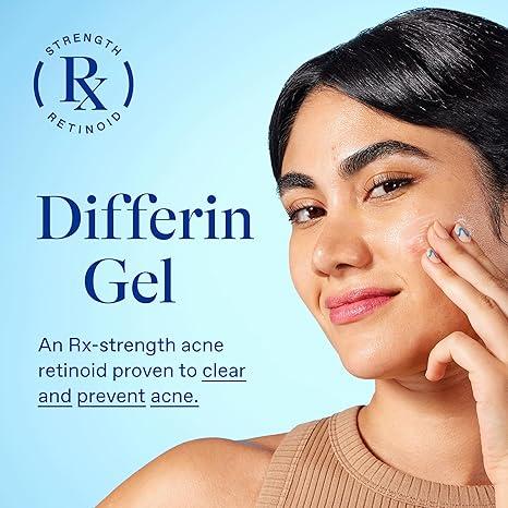 Differin Acne Gel for Sensitive Skin, Retinoid 0.1% Adapalene Acne Treatment, 30-Day Supply, Gentle Face Care, 15g Tube (Packaging May Vary)