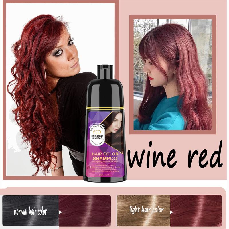 ECO Finest Color-Lasting Hair Dye Shampoo - Wine Red, Brown, Black - Quick & Long-Lasting - Suitable for All Ages Gel Haircare Gentle Bowl Dark Brown