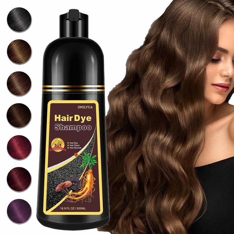 3-in-1 Unisex Hair Color Shampoo - Natural Herbal Ingredients, +99.99% Gray Hair Coverage - Instant Results, Ammonia-Free Suitable for All Hair Types (500ml) Hair Dye Haircare