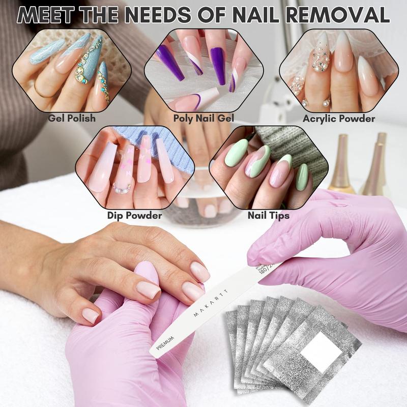 Makartt Gel Nail Polish Remover Foil Wraps for Soak off Gel Polish Dip Powder Acrylic Powder Remover, 100Pcs With 1.18inch Pre-attached Organic Lint Free Cotton Pad Remove Gel Nails Polish at Home Nail Care Manicure