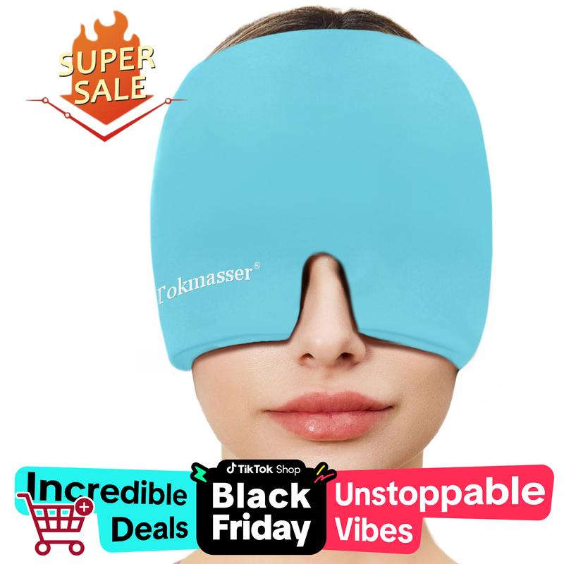 [blackfriday sale] Headache relief cap with gel ice head wrap offers hot and cold therapy for sinus issues, puffy eyes, tension, and stress relief.Suitable for Home breaks, before sleep, office.