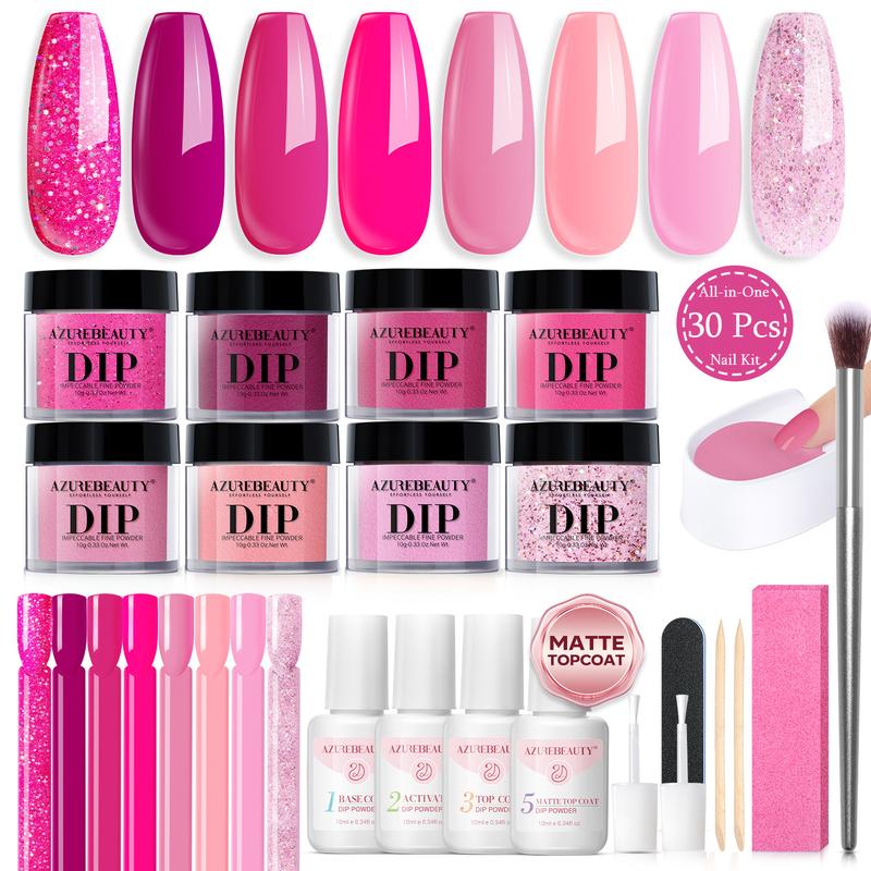 [Best Price!] AZUREBEAUTY 8 Colors Dip Powder Nail Starter Kit, No UV Lamp Needed, DIY Nails At Home, Christmas Gift, Nail Art Manicure Cosmetic