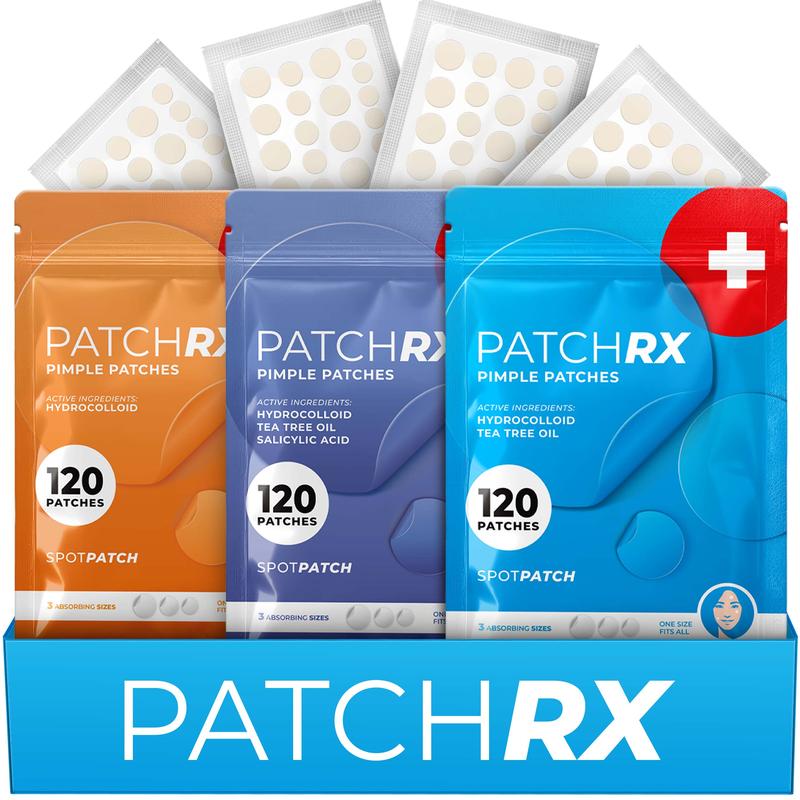 PatchRx Pimple Patches for Face - Hydrocolloid Acne Dots with Tea Tree Oil, Salicylic Acid, Effective Zit Stickers for Clear Skin and Fast Healing