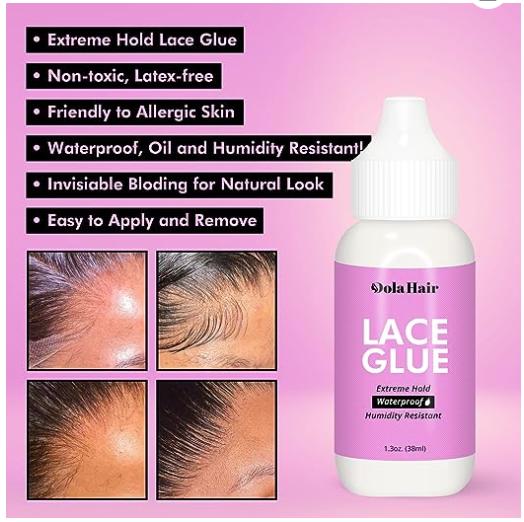 Dolahair Wig Glue Spray for Front Lace Wig Melting Spray for Wigs Lace Bond Spray Glue Adhesive Wig Install Kit With Glue Remover & Melting Band