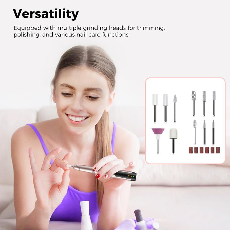 Anyask Cordless Electric Nail Drill, 11 in 1 Kit, 25000 RPM Make Up Tool, Portable Rechargeable Nail Set for Acrylic Gel Dip Powder Nails, Professional and Home Use, Nail Artist Lover