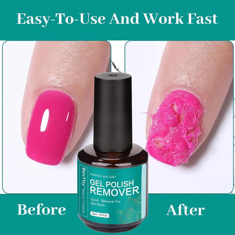 Gel Nail Polish Remover - Gel Polish Remover for Gel Nails Professional 2-5 Minute, with Cuticle Pusher and Scraper Nail File Tools, Easy and Quick Remove Gel Polish at-Home