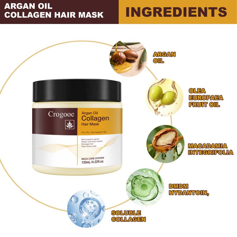 Crogooe Collagen Hair Care Deep Repair Arginine Oil Collagen Hair Mask essence, suitable for all types ofhair Argan Conditioner Hair care Shampoo