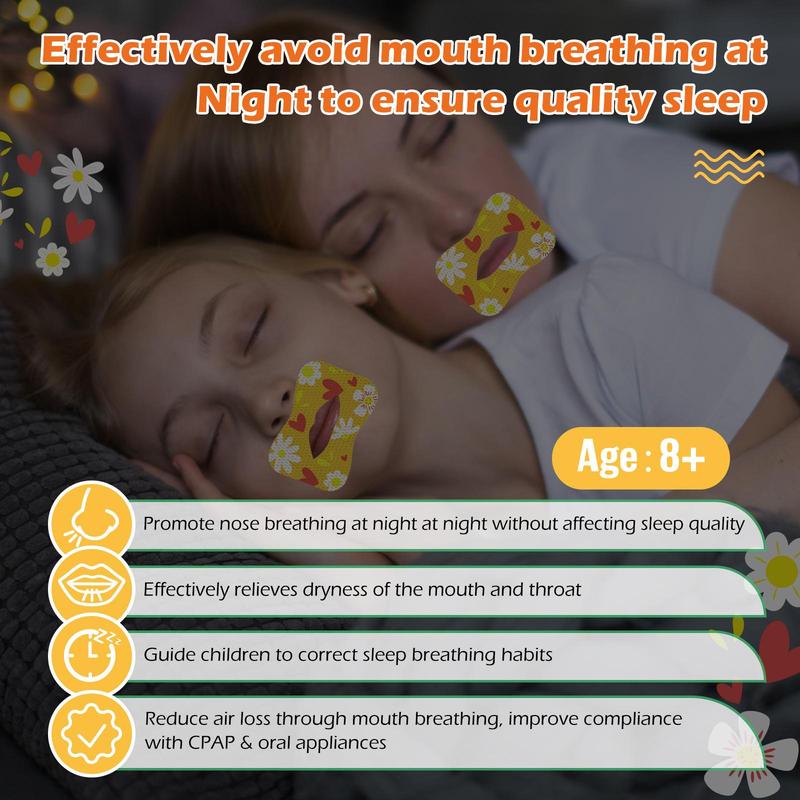 Sleep Breathing Closed Mouth Patch, 2 Counts set Mouth Tape for Prevents Snoring, Drooling, and Sleep Talking, Suitable for Adults and Children