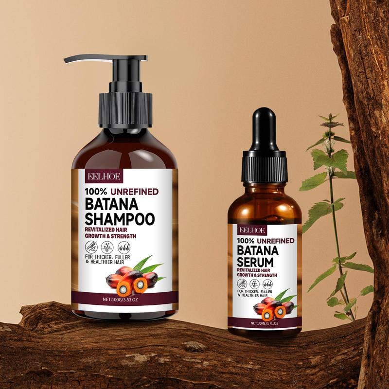 Batana Oil Shampoo & Batana Oil Hair Serum, 2 Counts set Hair Care Product for Dry & Damaged Hair, Moisturizing Hair Care Product for Women & Men, Christmas Gift