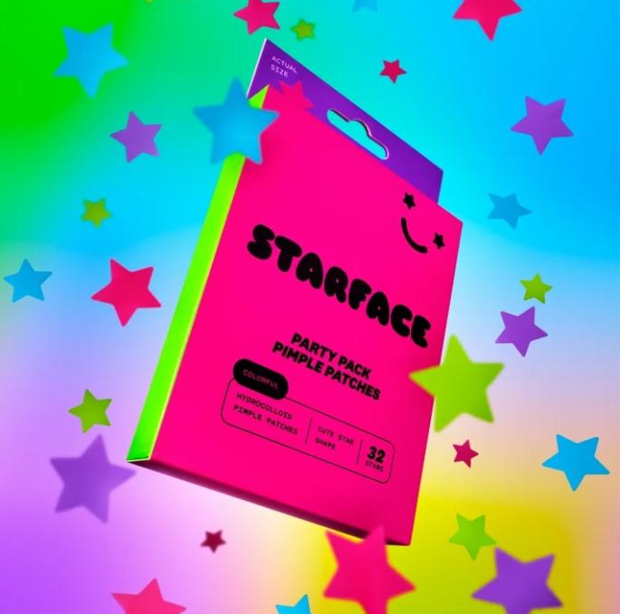 Starface Party Pack Hydro-Star Pimple Patches 32 Count for All Skin Types Acne Skincare Gentle Hydrocolloid starface  lip balm