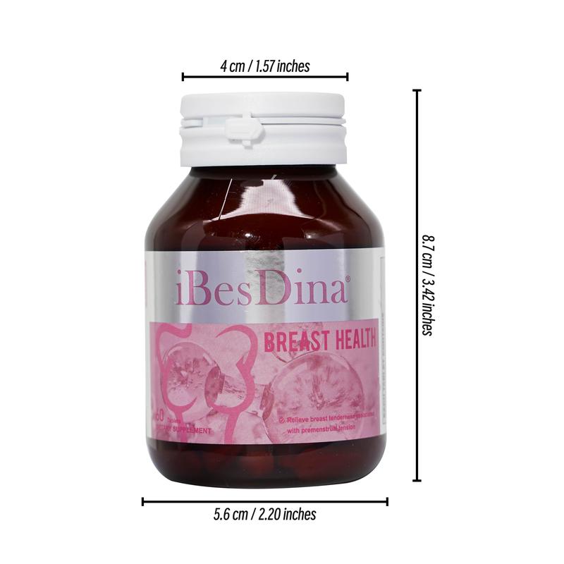 Ibesdina Breast Health Tablets -Contains multiple ingredients such as vitamins,lycopene, camellia sinensis .etc.Supports female hormonal balance and breast health. 60 Tablets.