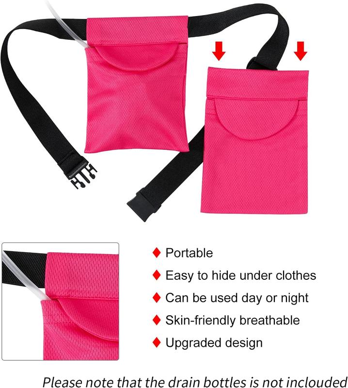 SUCONBE Adjustable Mastectomy Drain Holder Drainage Pouch with Shower Bag for Breast Surgery Mastectomy Breast Reduction Augmentation Post-Surgery Recovery Support Patient Care Kit (Rose red