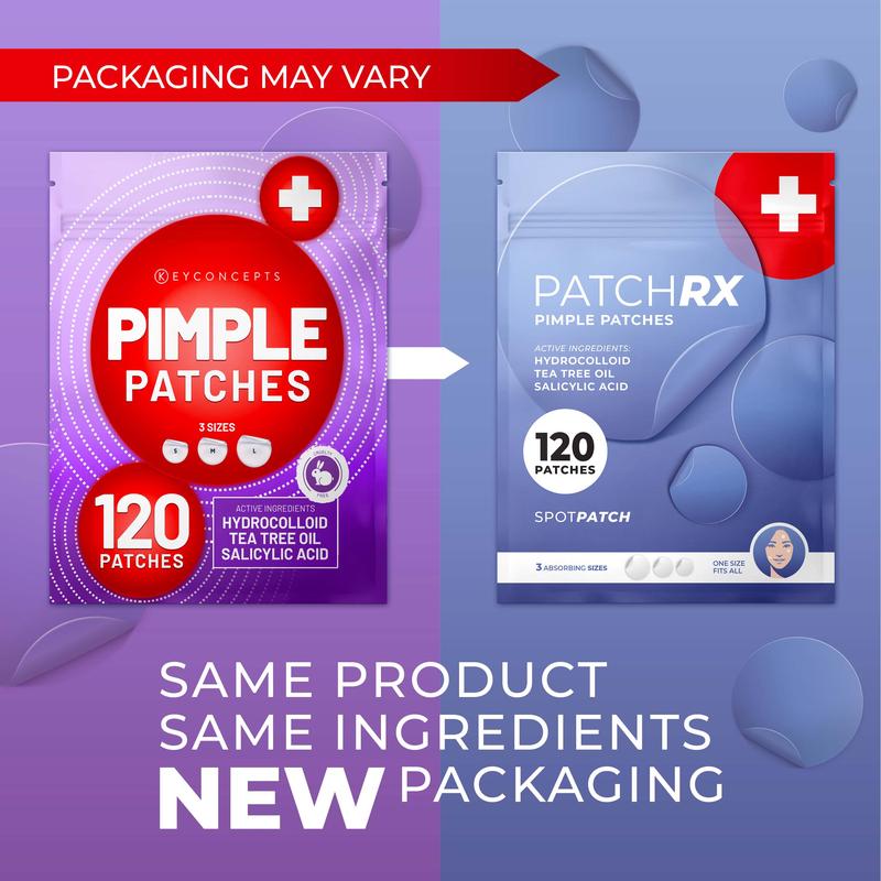 PatchRx Pimple Patches for Face - Hydrocolloid Acne Dots with Tea Tree Oil, Salicylic Acid, Effective Zit Stickers for Clear Skin and Fast Healing