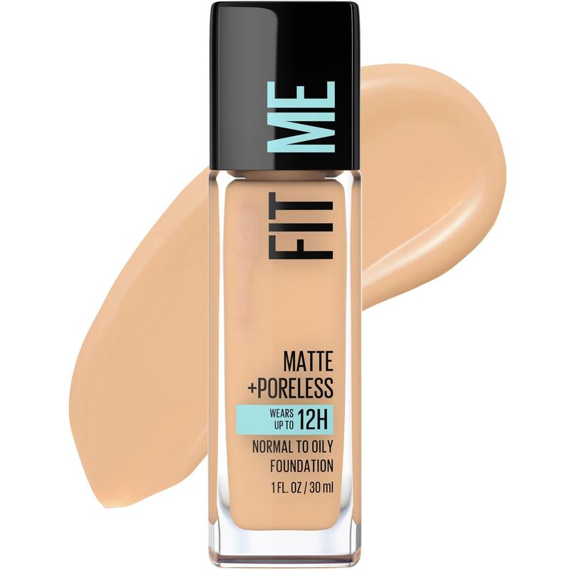 Fit Me Matte + Poreless Liquid Oil-Free Foundation Makeup, Natural Beige, 1 Count (Packaging May Vary)