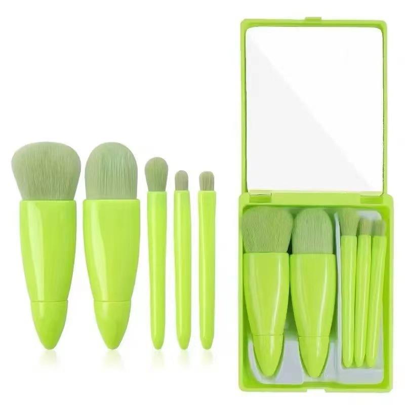 Travel Makeup Brush Set with Storage Box, 5pcs box Multi-functional Makeup Brushes for Foundation, Blush, Concealer, Eye Shadows, Lip Gloss, Great for Travel